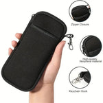 Portable Soft Zipper Glasses Bag with Buckle Lightweight Double Pockets Case can Store Mobile Phones, Headphones, Bank Cards Mini Storage Bag