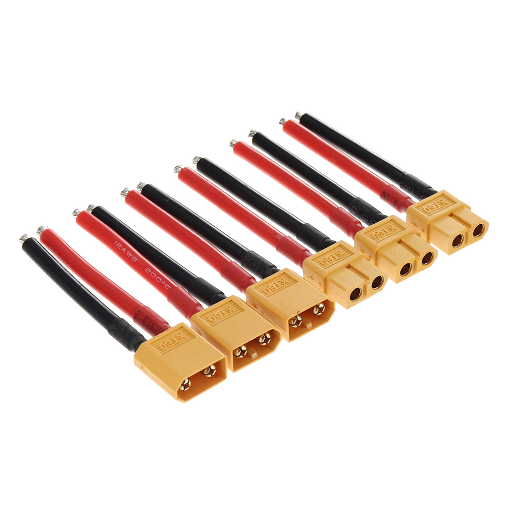 3Pairs XT60 Male Plug 12AWG 5cm Silicone Cable Wire