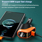 LinkMejor 12/24V Car Lighter Charger Universal Fast Charging 66W QC3.0 USB PD20W Type-C Power Supply Socket Adapter 4in1 with LCD Display for Driver RTV SUV MPV