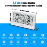 LinkMejor 8.5" LCD Screen Weather Station RCC Alarm Clock Digital Temperature Humidity Meter Weather Forecast Calendar Moon Phases Wireless Forecast Sensor
