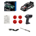 LinkMejor KF33 RTR 1/64 2.4G 4WD Mini Drift RC Car Sports LED Light High Speed On-Road Micro Racing Remote Control Vehicles Models Desktop Ornaments Toys