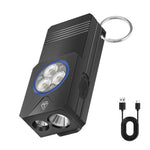 LinkMejor EV30 550 Lumens Mini Flashlight Rechargeable Bright Small LED Pocket Flat Light with Clip Magnetic Tail, Keychain Flash Light with Red UV Light,  IP66 Waterproof Outdoor Emergency Work Lamp