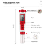 4 in 1 PH Meter PH/TDS/EC/Temperature Meter Digital Water Quality Monitor Tester for Pools Drinking Water Aquariums EZ9908