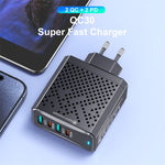 USLION BK303 100W 4-Port USB PD Charger 2USB-A+2USB-C PD QC3.0 Fast Charging Wall Charger Adapter EU Plug US Plug for iPhone 15 14 13 Pro for Huawei Nova Pro for Samsung Galaxy Z Flip6 for Xiaomi Civi 4Pro