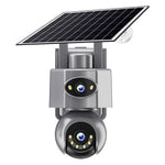 V380 6MP Dual-Lens Solar PTZ Security Camera Full-Color Night Vision Human Motion Two-Way Audio 4G WIFI AOV Monitoring Surveillance Camera for Outdoor Security