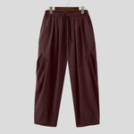 LinkMejor Mens Casual Deconstructed Pleated Carrot Pant Casual Daily Solid Color Design Long Trousers Male S-5XL