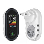 MOES 4-in-1 Plug-in Gas Detector CO Combustible Gas Monitor with Temp/Humidity Sensor Built-in Alarm Digital Display​​ Plug and Play for Home Security