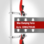 Ratcheting F Clamp Heavy Duty Black Steel Shaft 705 lbs Clamping Force 15 3/4 Inch Opening Capacity Sliding Limbs for Welding Woodworking Metalworking