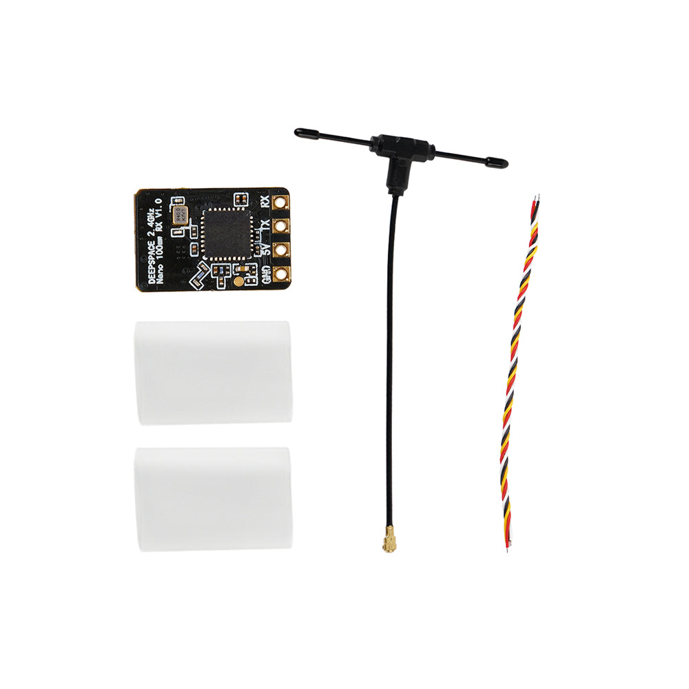 DeepSpace 2.4GHz Nano ExpressLRS ELRS Receiver Built-in TCXO High Sensitivity with T-type Antenna for FPV RC Drone