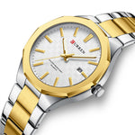 LinkMejor Men's Luminous Quartz Watch Stainless Steel Strap Waterproof Calendar Business Casual Stylish Wristwatch