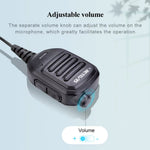 LinkMejor HK008 Adjustable Volume Shoulder Speaker Microphone with Removable Battery Clear Sound Amplifier for Two Way Radios 360 Rotating Belt Clip Walkie Talkie Accessory
