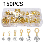 150-540pcs Round Terminal Block Set O-type Lugs Terminals Wire Crimp Connector Cable Terminals Tools Kit M3 M4 M5 M6 M8 M10