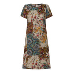 LinkMejor Women Chic Printed Short Sleeve Dress Plus Size Loose Fit, Perfect for Work & Everyday