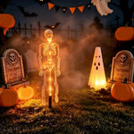 Elfeland Solar Skeleton Ground Stake Light LED Auto On/Off Sensor Waterproof Plug&Play Halloween Ambient Lamp for Outdoor Garden Yard Pathway Decoration