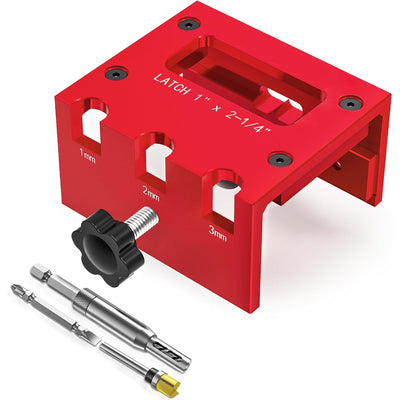 Door Latch Mortise Tool for Router 1" x 2-1/4" Door Latch Jig Clamp Aluminum Alloy Template Kit Fits 1-3/8" & 1-3/4" Thick Wooden Doors Latch Installation Kit