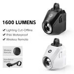 WEST BIKING Wireless Remote Bike Overhang Light 1600 Lumen Super Bright Lighting Cut-Offline Safe Design IP66 Waterproof Type-C Hanging Bicycle Headlight Flashlight