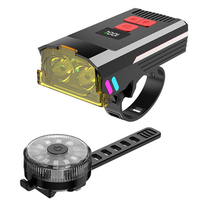 LinkMejor Bluetooth Pairing Bicycle Light Set 120dB Horn Bike Headlight with Anti-fog Cover Matching Colorful Bike Taillight for Night Cycling Safety