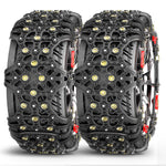2pcs Full Cover Tire Snow Chains Anti-Slip Sand Muddy Roads with Quenched Steel Studs Winter Safety Emergency Necessities For Cars SUV Truck ATV Motorcycle