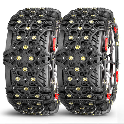 2pcs Full Cover Tire Snow Chains Anti-Slip Sand Muddy Roads with Quenched Steel Studs Winter Safety Emergency Necessities For Cars SUV Truck ATV Motorcycle