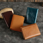 Ekphero Men's Genuine Leather Card Holder Retro Head Oil Wax Multi-card Bag RFID Blocking Credit Card Case Large Capacity ID Card Wallet Case Vintage Hasp Male Purse