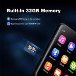 2.4 Inch HiFi bluetooth MP3 Player Built-in 32GB Memory 30H Playback Touch Screen Portable Digital Audio Lossless Music MP4 Player with FM Radio Recording Ebook