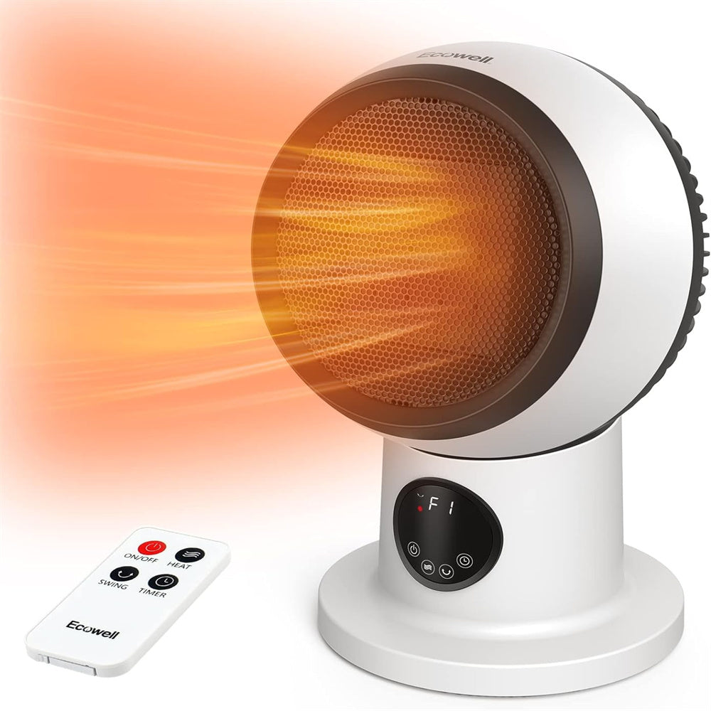 [US Direct]ECOWELL Space Heater, 1500W 2S Fast Heating Electric Ceramic Heater with Remote Control, Overheating and Tip-Over Protection, Portable Desk Heater, EHT150