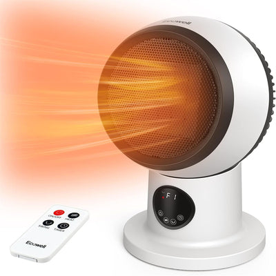 [US Direct]ECOWELL Space Heater, 1500W 2S Fast Heating Electric Ceramic Heater with Remote Control, Overheating and Tip-Over Protection, Portable Desk Heater, EHT150
