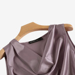 LinkMejor Women's Blouses Elegant Cowl Neck Tanks Tops Office Work Sleeveless Satin Camisoles