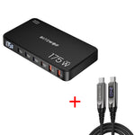 [GaN Tech] LinkMejor® BW-S30 175W 6-Port USB PD Charger 4USB-C+2USB-A QC PD Digital Display Fast Charging Desktop Charging Station for iPhone 16 16 Pro 15 14 13 Pro Max for MacBook Pro for Airpods for Apple Watch