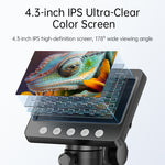 4.3 Inch Digital Microscope 50X-1000X Magnification 2 Million Pixel HD Camera 8 LED Lights Portable USB Rechargeable Industrial Inspection Tool