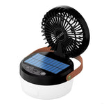 LinkMejor Outdoor Solar Fan Light Portable Rechargeable Hanging Lamp USB Rechargeable Folding Camping Lights Easy to Use