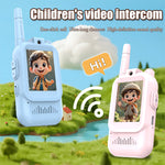 2pcs Children Video Intercom 2-Inch Screen 200M Long Range Visual Walkie Talkies Voice Change 1500mAh Type-C Charging Kids Toys Ham Radio Blue and Pink