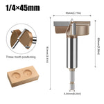 10mm to 50mm Professional Hexagonal Shank Woodworking Hinge Boring Bit Tungsten Carbide Blade Three-Tooth Double Blade Design Multiple Sizes
