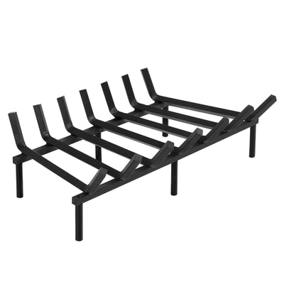 LinkMejor Fireplace Grate 24 inch Heavy Duty Solid Steel Fireplace Log Holder 3/4" Bar Fire Grate Wrought Iron Wood Stove Holder Firewood Burning Rack for Indoor Outdoor Chimney Hearth Kindling Tool