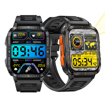 LinkMejor KT79 1.96inch HD Screen IPX8-3ATM Waterproof SOS Flashlight bluetooth Call Heart Rate Blood Pressure Blood Oxygen Monitor Sleep Monitoring Women's Health Multi-sport Modes Music Playback Smart Watch