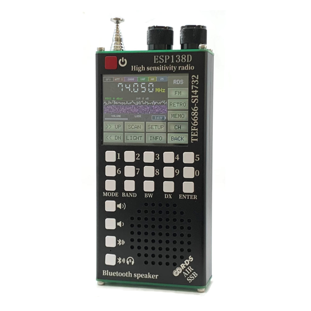 ESP138D ESP32 H-RADIO SI4732 Full Band FM AM SSB AIR Band Receiver + TEF6686 FM Receiver 2 in 1 Handheld Radio with Bluetooth