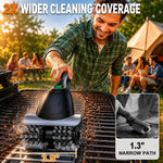 Tevorex Electric Double-Head BBQ Grill Cleaning Brush 500/600 RPM 2 High Speed Modes 2500mAh Long Battery Cordless Rechargeable Brush Cleaner for Kitchen Camping