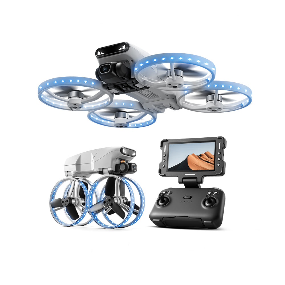 LinkMejor M6S WiFi FPV with Folded 4.3" LCD Screen Controller HD Camera Servo Gimbal Optical Flow Hover Brushless LED Foldable Pocket RC Drone Quadcopter RTF