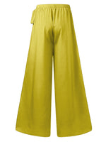 ZANZEA Women Solid Color Bowknot Pleated Loose Casual Wide Leg Pants