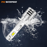 LinkMejor X5 H1 2PCS Car LED Headlight Bulbs 6000LM LED Front Headlamps Hi Low Beam 6500K Super Bright Light 3570 LED Chips