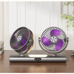 Tevorex Dual Head Wall Mounted Fan with 360° Rotation Three Speed Settings 4000mAh USB Rechargeable Battery for Home and Office