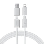 Baseus Versatile 60W USB-A+USB-C to USB-C+iP Cable PD Fast Charging Data Transmission Copper Core Line 1M/2M Long for  iPhone 16 Pro 15 Pro Max 14 13 12 for Huawei Mate XT for Xiaomi 15pro for Samsung Galaxy Z Flip6