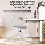 LinkMejor Kids Desk Chair Ergonomic Study Chair with Flipped Armrest Adjustable Height Swivel Computer Chair with Footrest for 4-12 Years Boys Girls Children