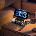 K11 15W 4-in-1 Desktop Wireless Charger with Phone Bracket & Timing Display Function Fast Wireless Charging Stand for Smart Phones for 17 17Pro 16 Pro Max 15 14 for Xiaomi 17pro for Huawei Mate XTs for OPPO for VIVO for Apple Watch for Airpods