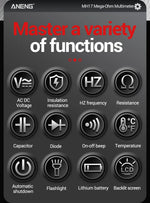 LinkMejor MH17 Insulation Multimeter True RMS 19999 Count Megohmmeter AC DC Voltage Tester Capacitance Resistance Rechargeable Lithium Battery High Voltage Alarm Backlit LCD Auto Ranging Flashlight