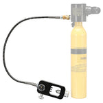 LinkMejor PSI Dial Mini Scuba Diving Tank Oxygen Cylinder Respirator Adapter 8MM Large to Small Scuba Tank Adapters Heads with Strap Tube