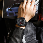 LinkMejor Men's Quartz Chronograph Watch Stainless Steel Strap Waterproof Large Dial Luminous Sport Wristwatch with Date Function