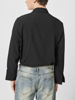 Mens Embroidered Fringe Long Sleeve Shirt