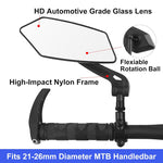 LinkMejor DH005 Bicycle Left Rear View Mirror Wide Range High-Definition Rear View Mirror Cycling Adjustable Bike Mirror for E-bike Scooter Motorcycle