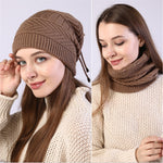 LinkMejor 2 In 1 Electric Heating Hat Scarf Rechargeable Thermal Washable Hat Soft Knitted Winter Warm Scarf for Head Neck